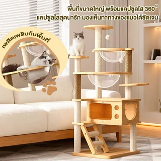 F&G คอนโดแมว 2 แคปซูล ความสูง 145 ให้แมวปีนสนุก ของเล่นแมว