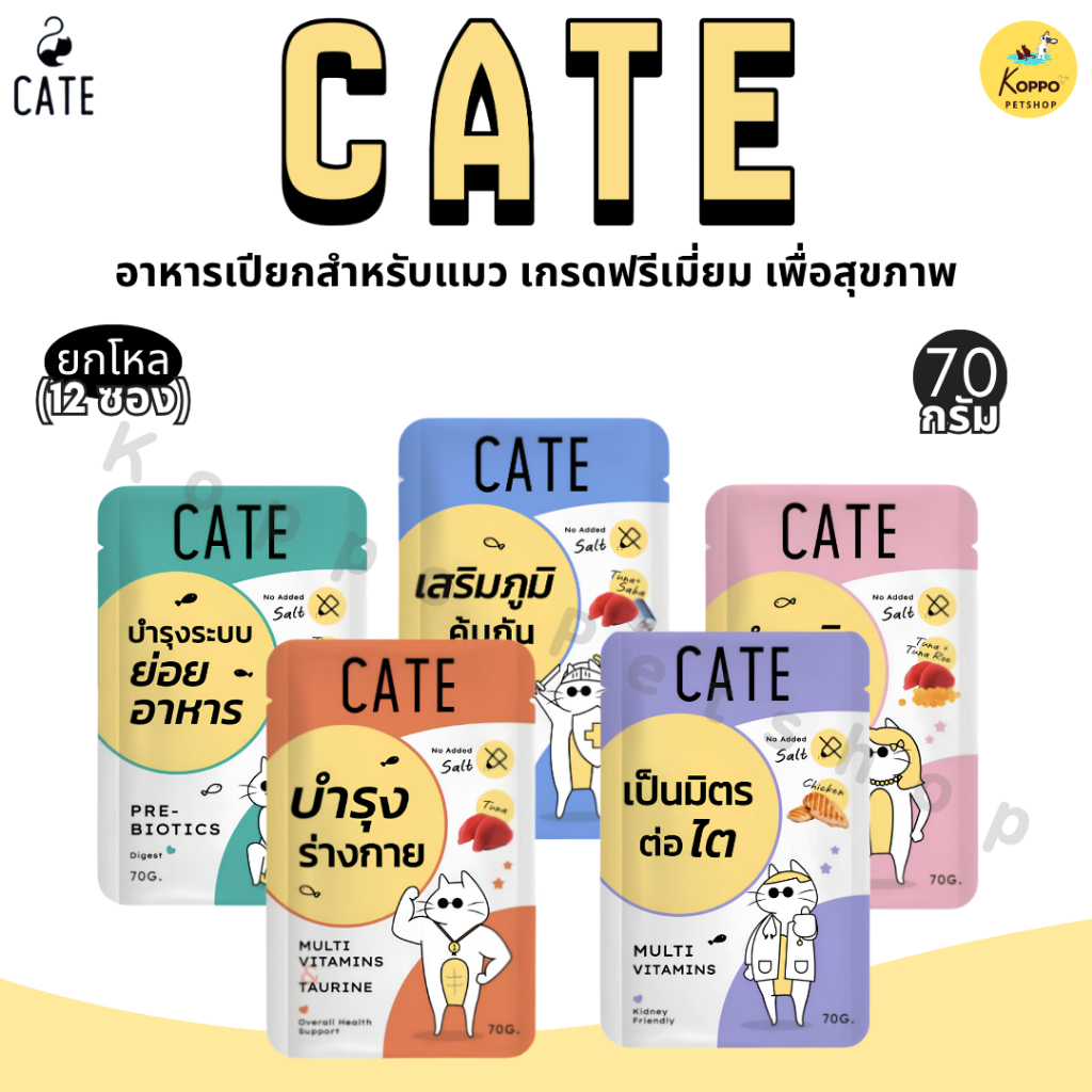 [1 โหล] Cate เคท อาหารเปียกแมว 12 ซอง ขนาด 70 g