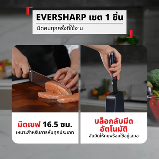 [สินค้าใหม่] Tefal EverSharp มีดเชฟพร้อมแท่นเสียบลับคมอัตโนมัติ มีดสแตนเลสเยอร์มัน คมทนนาน ไม่เป็นสนิม รุ่น K297S244