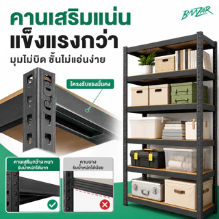 BMZAR ชั้นวางของ ชั้นเหล็ก 6/5/4/3ชั้น สแตนเลส+ไม้ ความสูงสามารถปรับได้แต่ละชั้น shelf