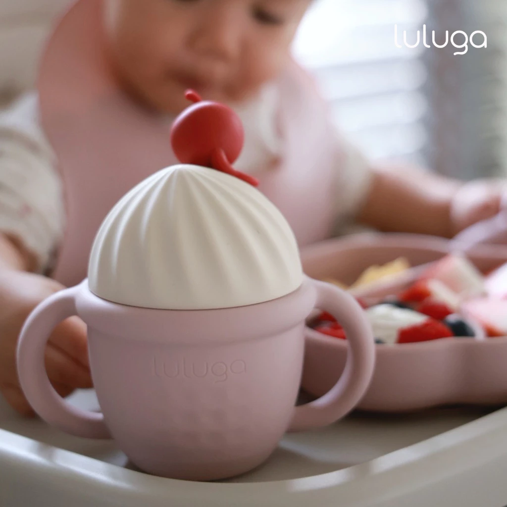 Luluga แก้วหัดดื่มซิลิโคน Ice Cream แก้วน้ำเด็กพร้อมหลอด ฝาปิดกันหก Platinum Silicone สำหรับเด็ก 6 เดือน + ฝึกทาน BLW thumbnail 7