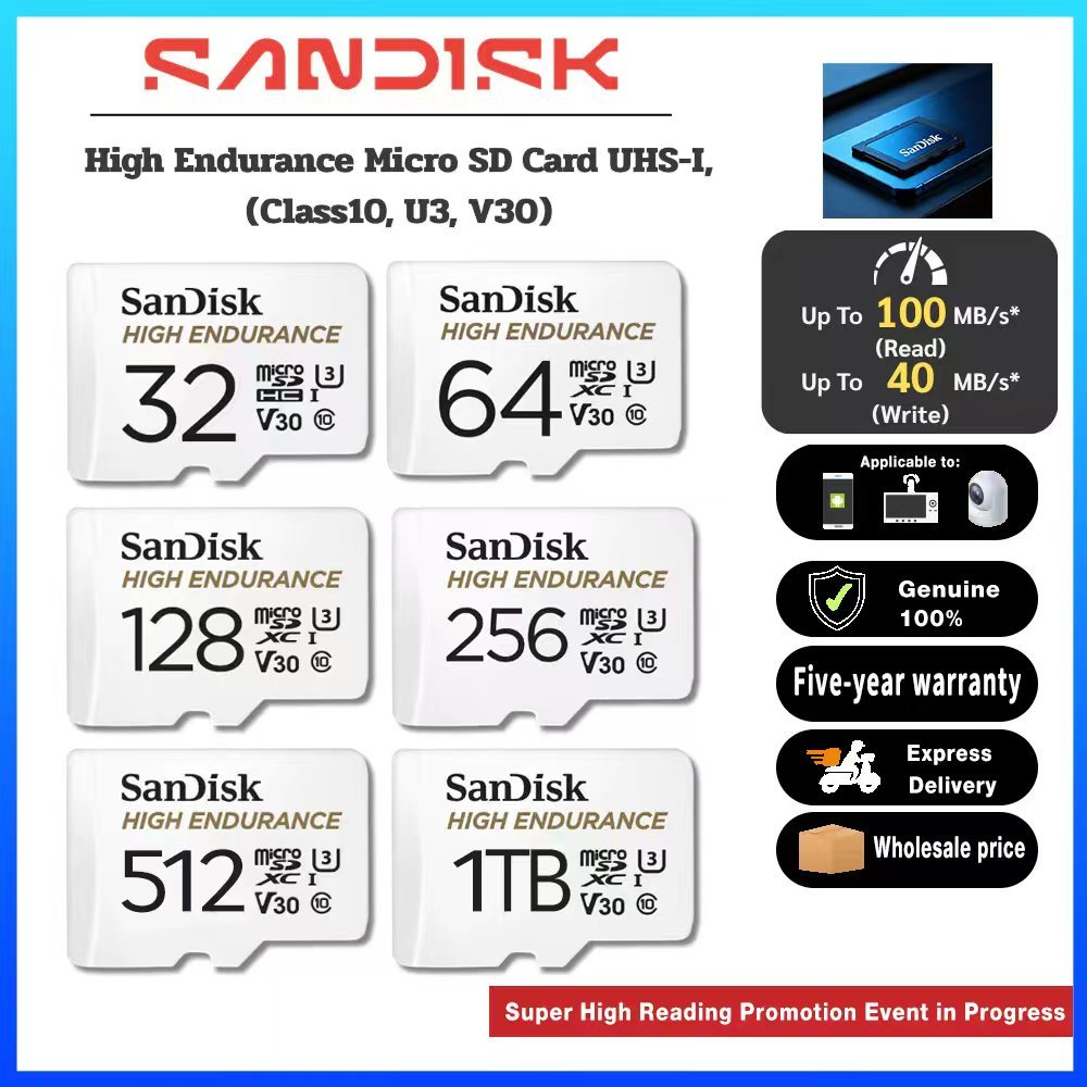 SanDisk High Endurance MicroSDXC/SDHC UHS-I Card, U3 V30 4K-Ready Memory Card, Built for Continuous Recording in Dash Ca