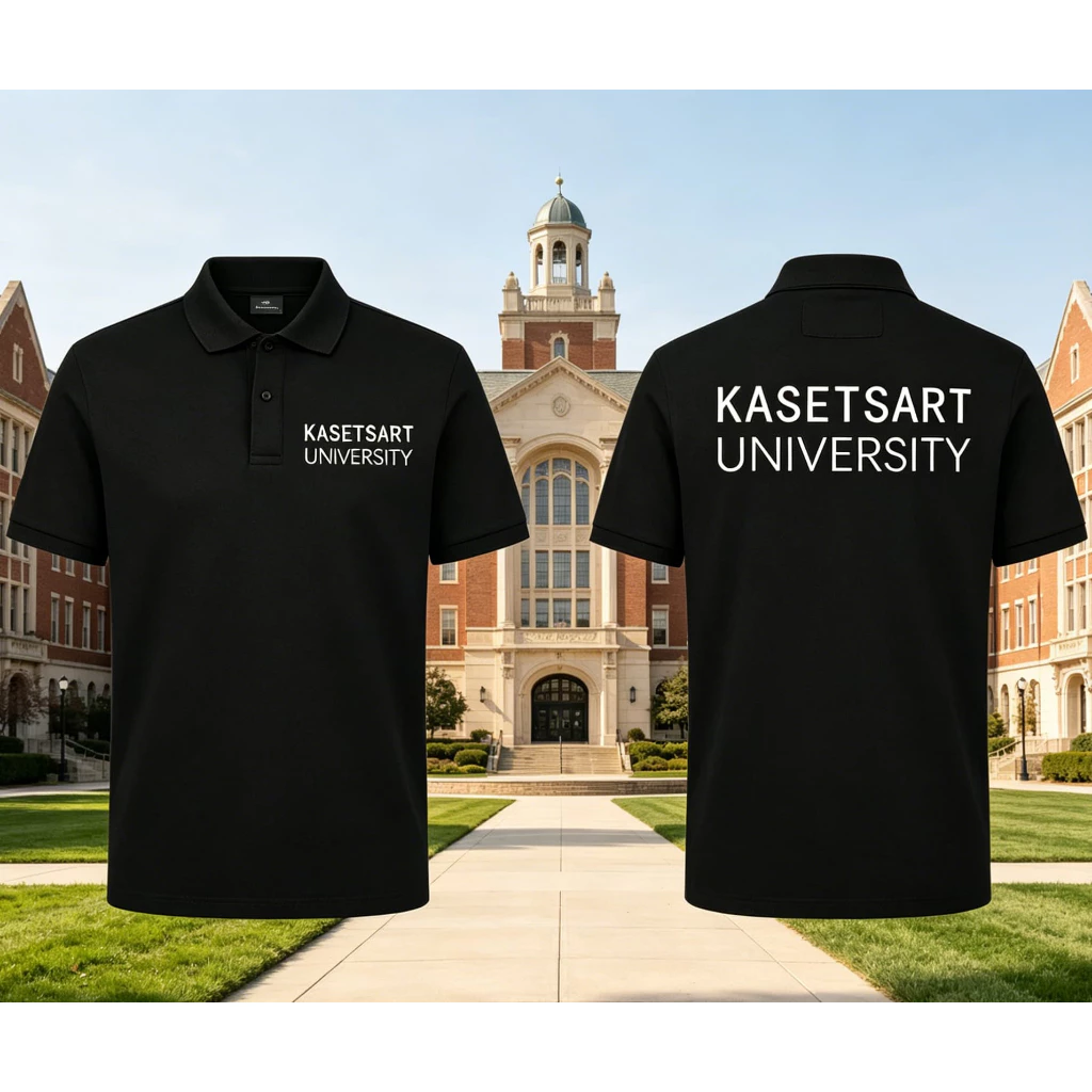 เสื้อโปโลผ้าฝ้าย 100% สำหรับ unisex ลายมหาวิทยาลัยเกษตรศาสตร์ KU ดีไซน์เก๋ แขนสั้น พร้อมส่ง