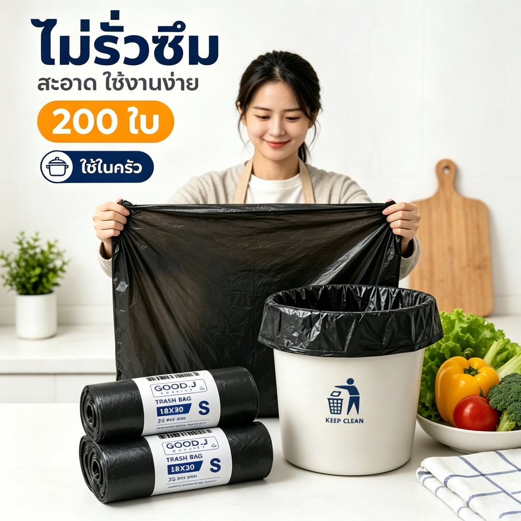 🔥ซื้อ2แถม2🔥โปรโมชั่น ถุงขยะขนาดใหญ่ สีดำ ไม่มีกลิ่น ป้องกันการรั่วซึม แข็งแรงทนทาน คุณภาพสูง จัดส่งภายใน 24 ชั่วโมง