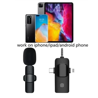ไมโครโฟนไร้สาย K15 3-in-1 พกพาสะดวก สำหรับ iOS/Type-C ไมโครโฟนแบบหนีบ ไมโครโฟนลาวาเลียร์