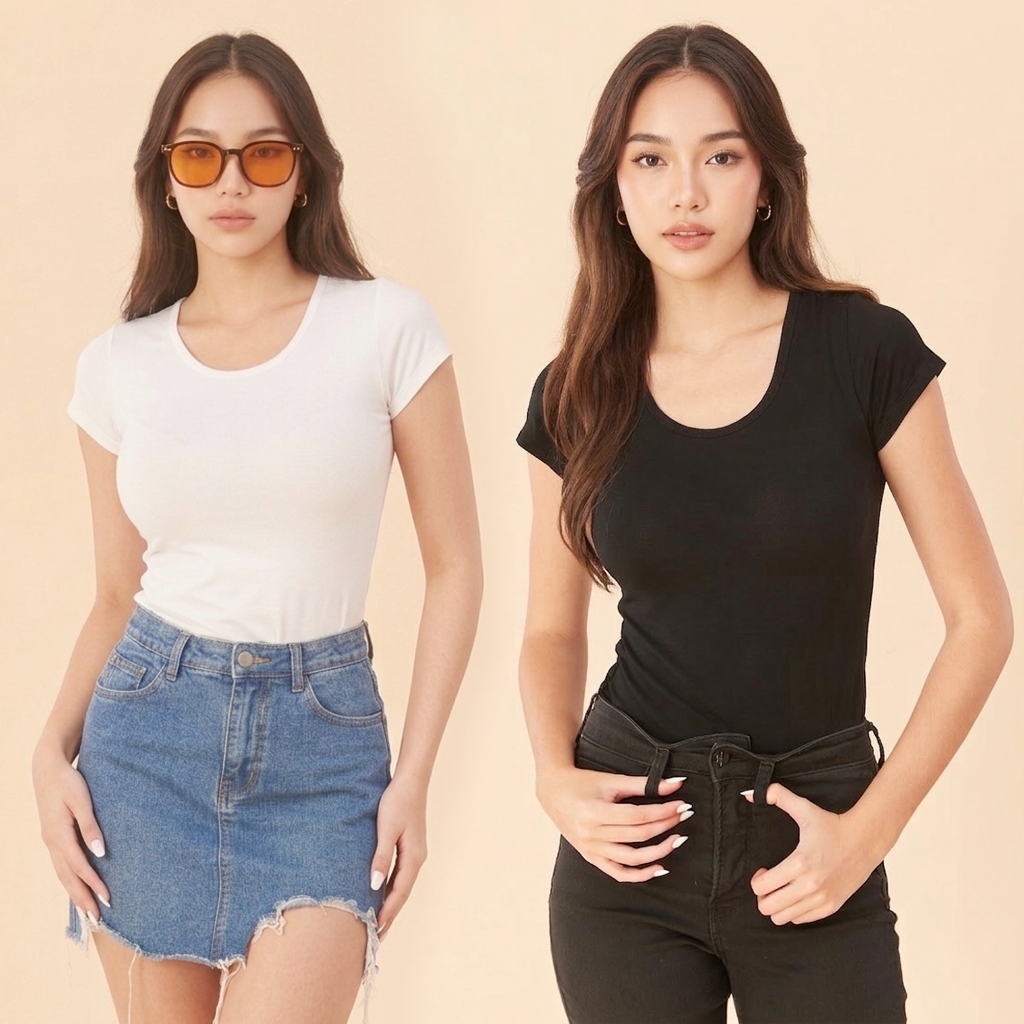 เสื้อยืดผู้หญิง คอกลมแขนสั้น ผ้าเรย่อน เนื้อนุ่ม ใส่สบาย มีหลายสี ผลิตในประเทศไทย
