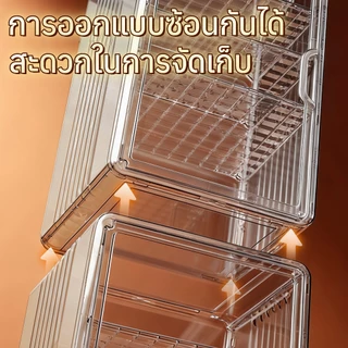 ตู้เก็บอาหารใส ชั้นปรับระยะห่างได้ ใส่ชามใหญ่ได้ กันแมลงกันฝุ่น วัสดุPETเกรดอาหาร ซ้อนกันได้ ประหยัดพื้นที่ อุปกรณ์ครัว