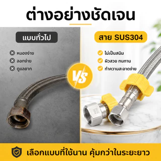 สายถักท่อน้ำสแตนเลส 304 ทนแรงดันสูง กันสนิม อเนกประสงค์ สำหรับต่อท่อน้ำ พร้อมส่ง ราคาถูก
