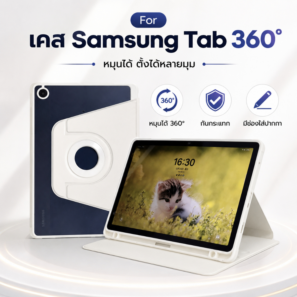 เคสฝาพับ ปรับองศาได้360 องศา สำหรับSAMSUNG Tab S10FE A9+A11 S6 S10 Lite S9 S10 + S9FE+ใส่ปากกาได