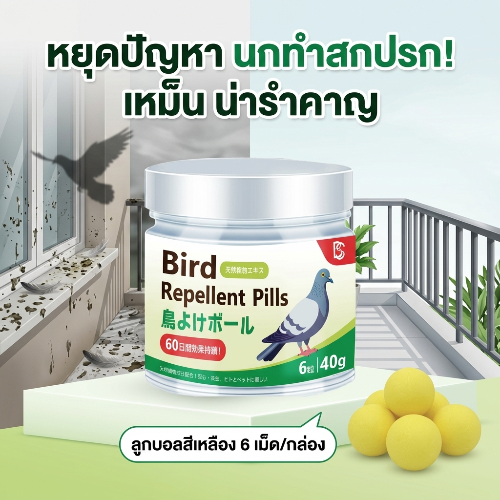 เม็ดเดียว นกบินหนี DX ไล่นก ก้อนไล่นก ที่ไล่นก ไล่นกพิราบ ขับไล่นกต่างๆ ซื้อ 2 แถม 1