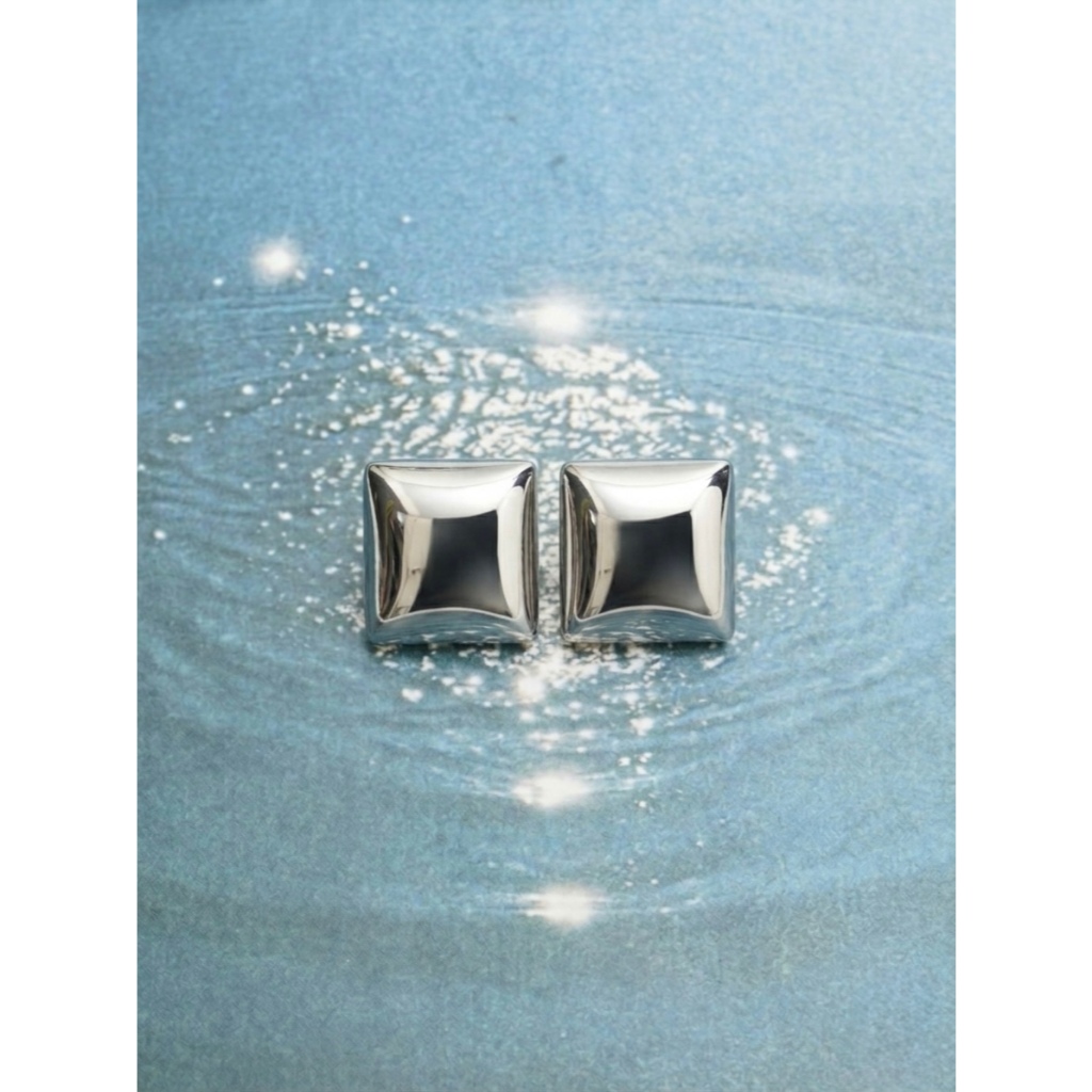 Adornment Club - Frame Earrings silver ต่างหูสีเงิน l แพ้ง่ายใส่ได้ กันน้ำ nickel free, waterproof, long-lasting