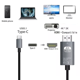 สายเคเบิลโปรเจคเตอร์ HDMI 4K@60Hz USB Type C เป็น HDMI 2 เมตร สายต่อทีวี สําหรับ Macbook Pro Air สายต่อมือถือเข้าทีวี