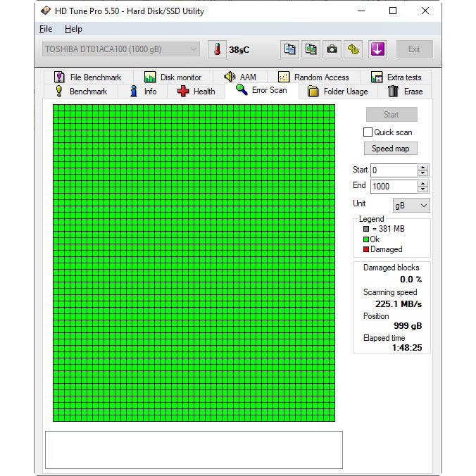 Harddisk PC 3.5" TOSHIBA 1TB 7200RPM [SN=00NS] มือสอง สภาพดี
