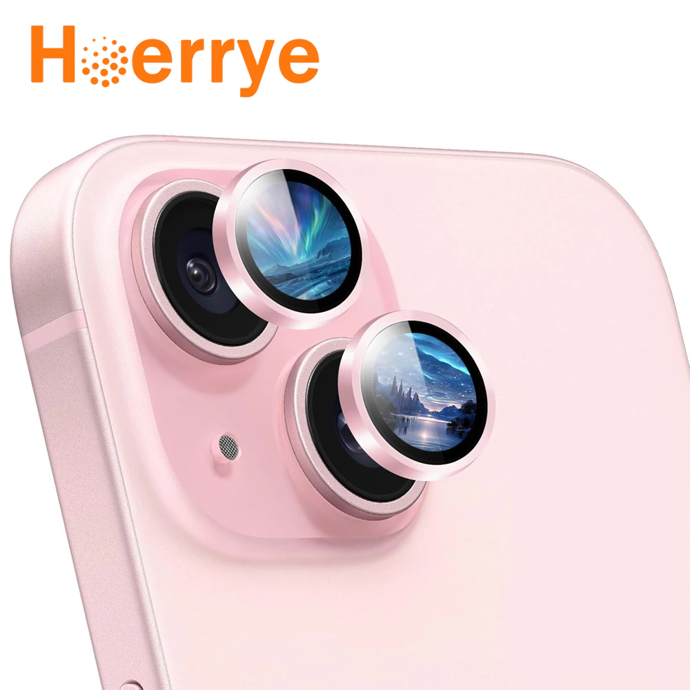 Hoerrye ตัวป้องกันเลนส์สำหรับ iPhone 15/15Plus/16/17 ตัวป้องกันกล้องโลหะ [Case-Friendly] HD ฝาครอบหน้าจอกล้องด้านหลัง
