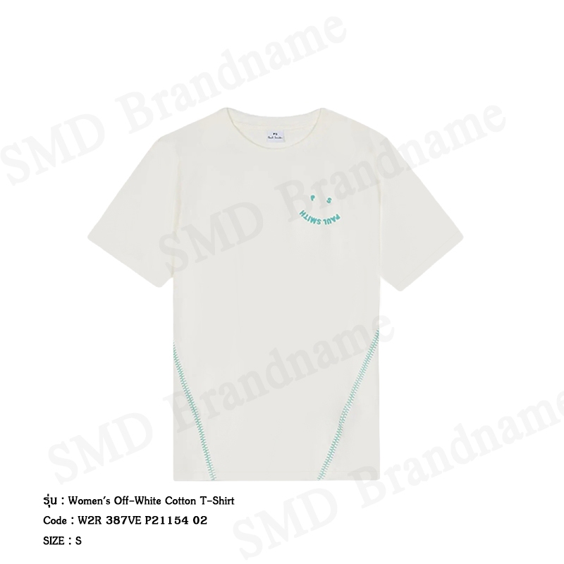 Paul Smith เสื้อยืดคอกลมผู้หญิง รุ่น Women's Off-White Cotton T-Shirt  Code: W2R 387VE P21154 02