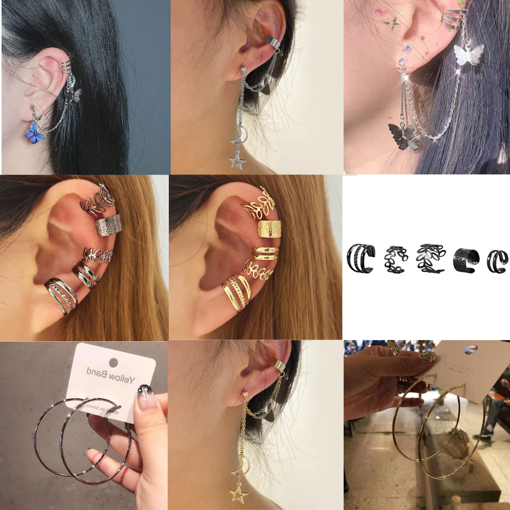 พร้อมส่งด่วน ต่างหู ต่างหูโซ่ แฟชั่นเกาหลี มินิมอล Y2K ห่วงใหญ่ เงิน ทอง สุดฮิต