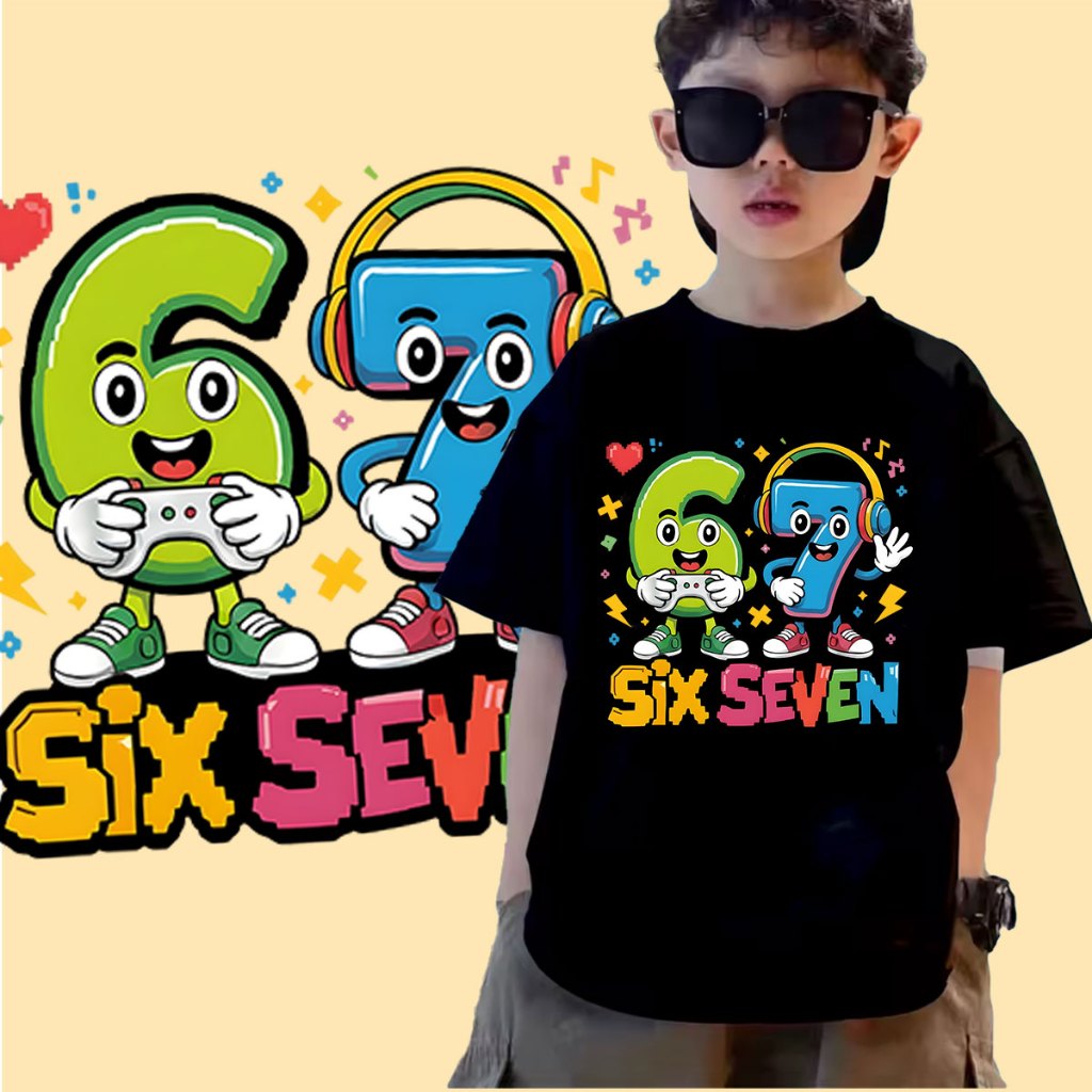 พร้อมส่ง!! J-1490-SHORT เสื้อยืดเด็กแขนสั้น ลาย Six Seven ผ้านิ่มๆใส่สบาย ใส่ได้ทั้ง ญ/ช สีสดใส ใส่ได้ทุกวัน