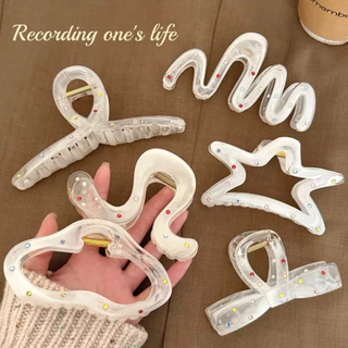Cute 500 กิ๊บรวบผม กิ๊บหนีบผมสีขาวลายจุดเพชร กิ๊บงับผมแฟชั่น