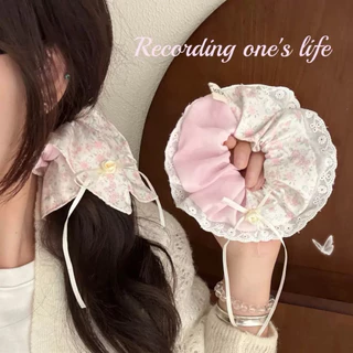 Cute 503 ยางมัดผม ยางรัดผม หนังยางลายดอกไม้สีหวาน
