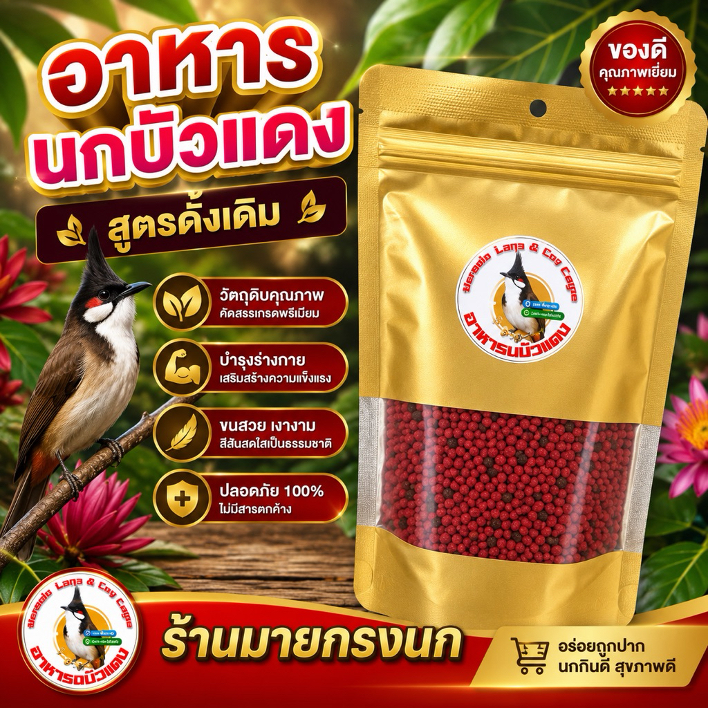 ขายดี อาหารนกบัวแดง สูตรดั้งเดิม