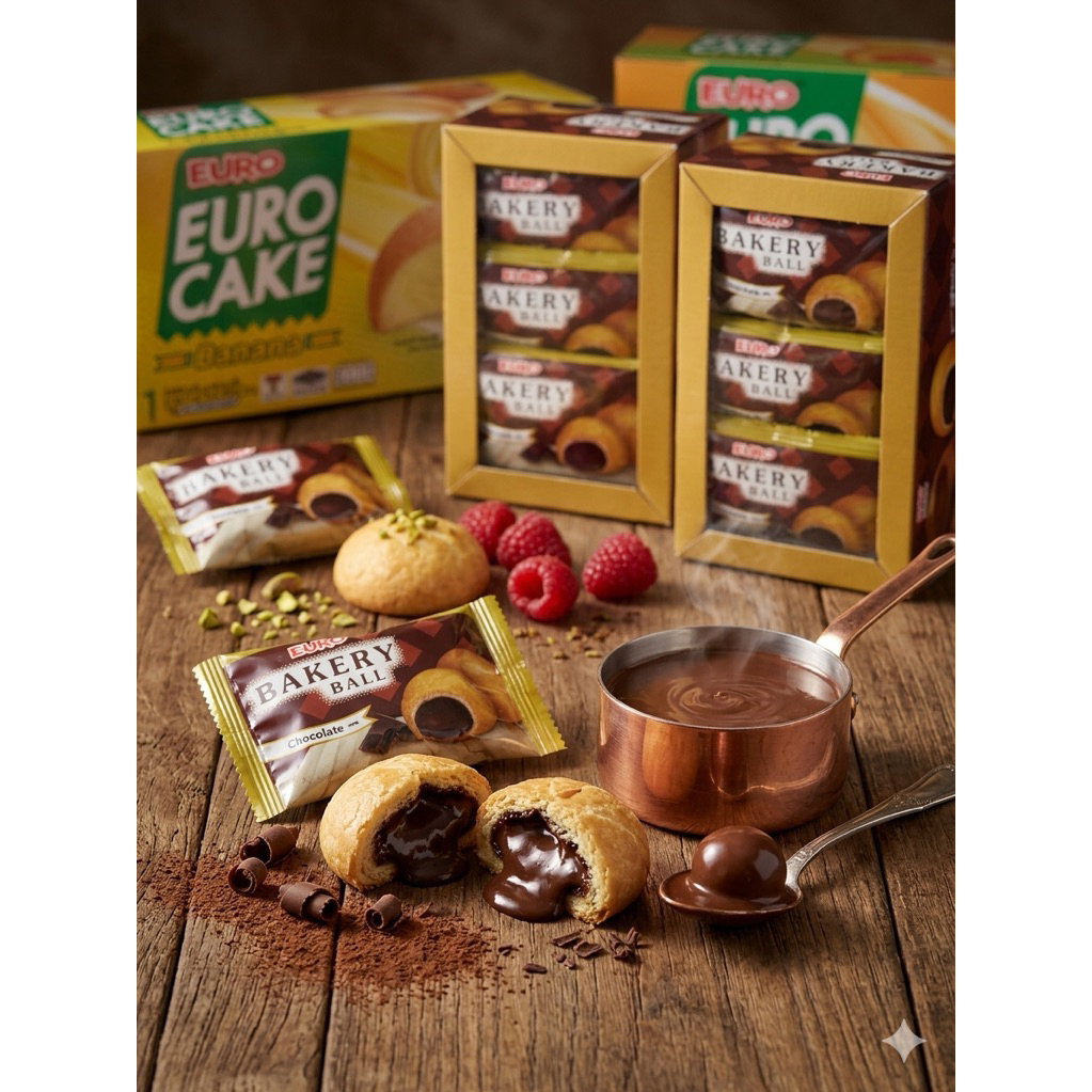 EURO ยูโร่ เบเกอร์รี่บอล รสช็อกโกแลต 12 กรัม X 12 ซอง กรอบนอกฉ่ำใน เข้มข้น ทุกชิ้น ทุกคำ พร้อมส่ง