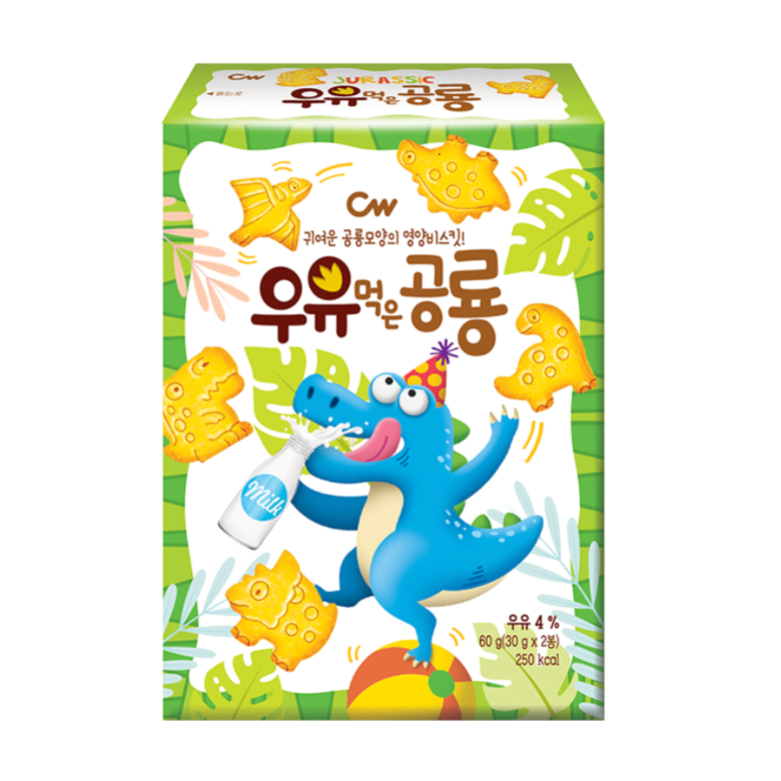 Cheongwoo Dinosaur Milk Snack 60g ขนมสแน็กรสนมเกาหลี 청우 우유먹은 공룡 스낵 60g Korean Snack Kids from korea