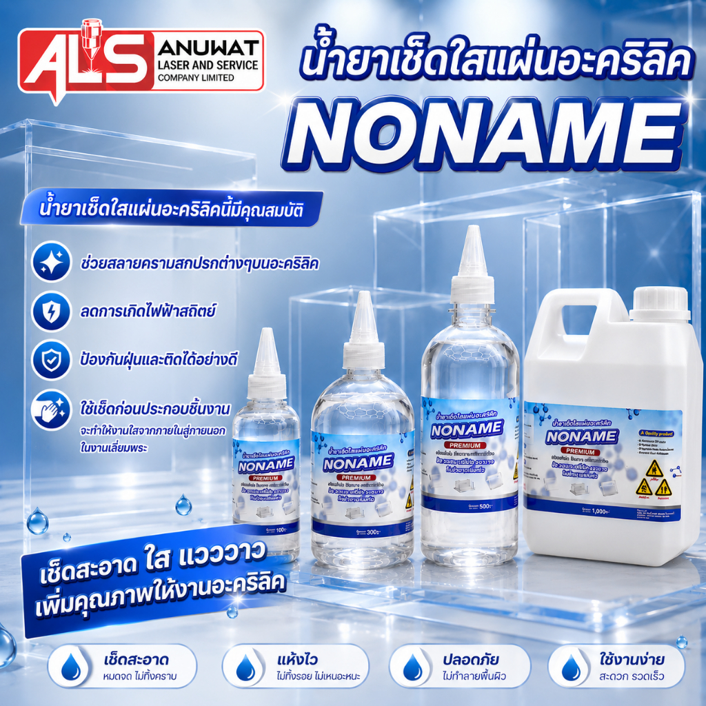 น้ำยาเช็ดใสแผ่นอะคริลิค มีให้เลือก3ขนาด