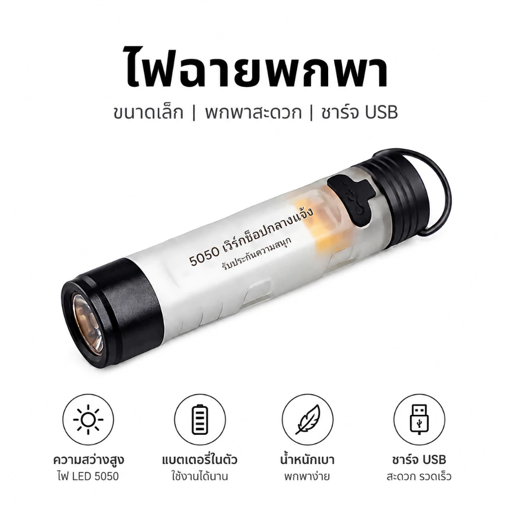 หมวกคลิปพร้อมไฟฉายสำหรับกีฬากลางแจ้งกลางคืน ชาร์จไฟได้ พกพาสะดวก
