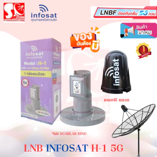 LNBF หัวจาน INFOSATใหม่ล่าสุด รุ่น H-1 ระบบ C-Band ตัดสัญญาณรบกวน 5G หัว LNB + หมวก 5G