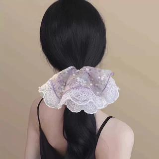 ยางรัดผมลูกไม้, ยางรัดผมลายสก็อตสไตล์เกาหลี, ยางรัดผมผ้าออร์แกนซ่าเนื้อบางเบา