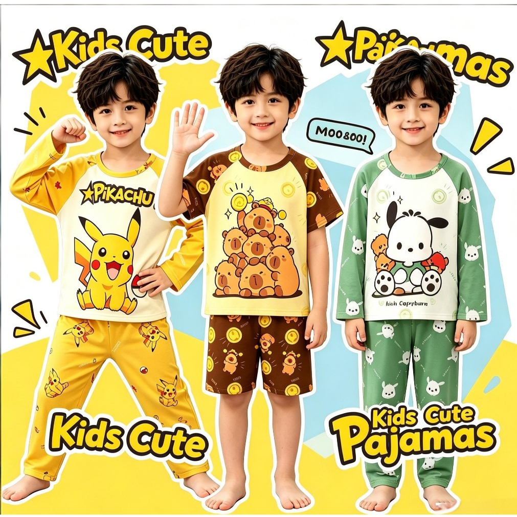 Bulk Discount Pajamas Sweet Kid Long Sleeve Loungewear Boy's or Girls' Round-Neck Shin-Chan Pyjamas for 7 - 8 years
