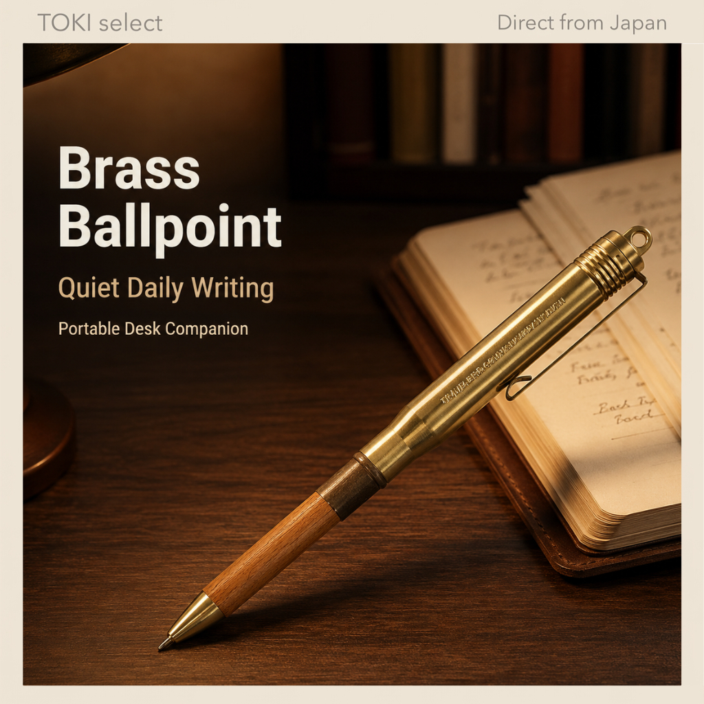 TRAVELER'S COMPANY Brass Ballpoint Pen Solid Brass Portable Japanese Pen Daily Writing Journal Desk 