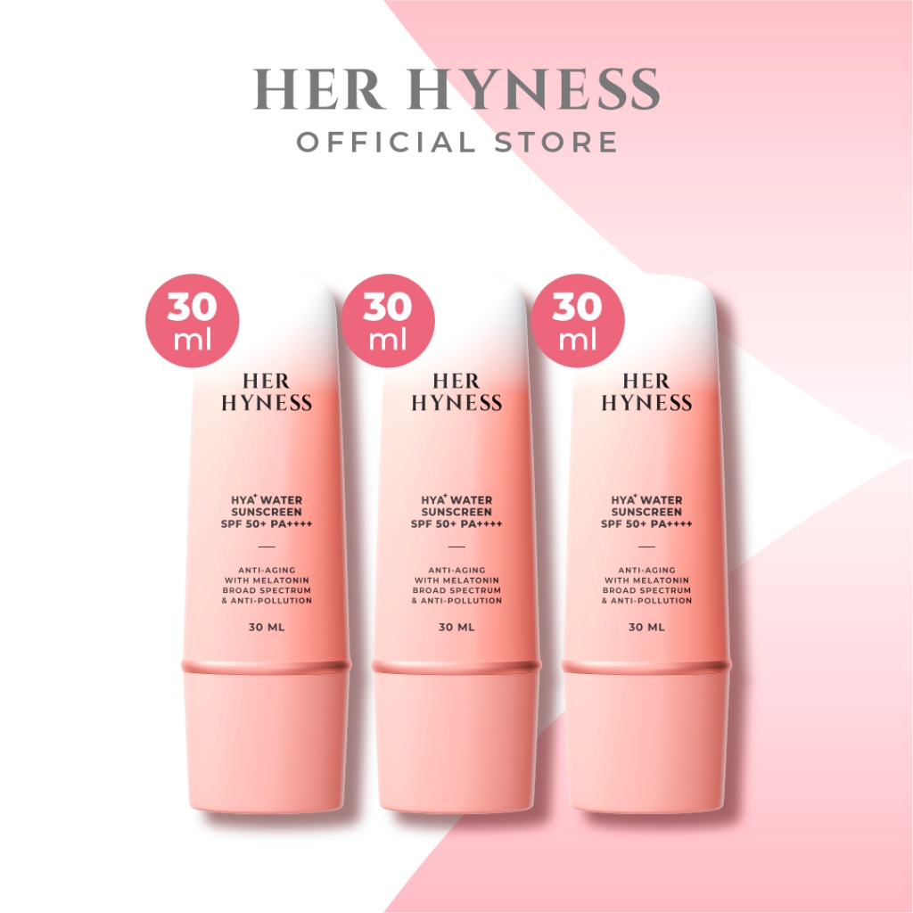 [แพคสาม] HER HYNESS HYA+ WATER SUNSCREEN SPF50+ PA++++ กันแดดเนื้อน้ำเบาที่สุด ไม่กวนเมคอัพ สูตรใช้ทุกวัน 30มล.
