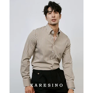 เสื้อเชิ้ตแขนยาวลายทางนอนผู้ชาย สไตล์ทางการ ทรงกระชับ ไม่ยับง่าย