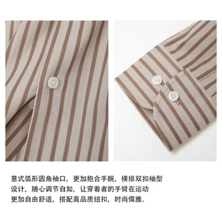 เสื้อเชิ้ตแขนยาวลายทางนอนผู้ชาย สไตล์ทางการ ทรงกระชับ ไม่ยับง่าย