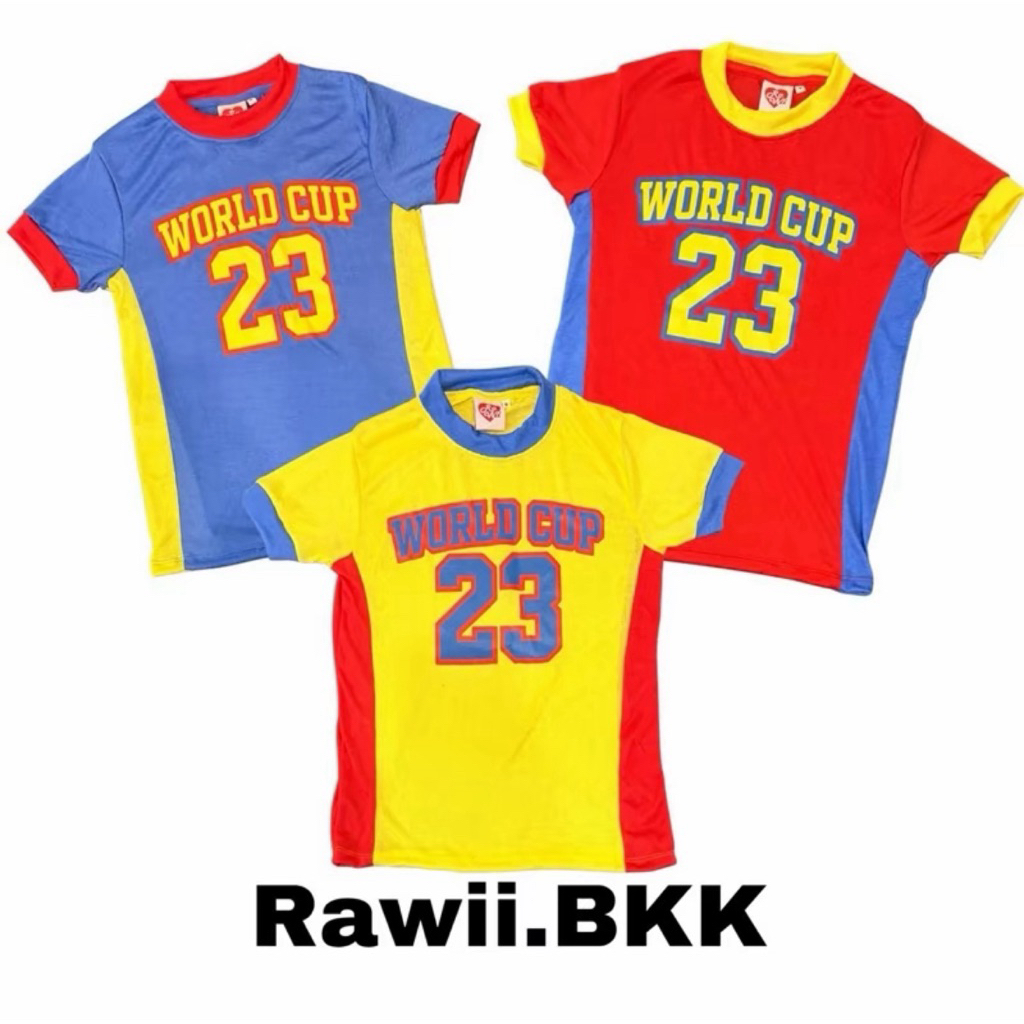 RW108 World Cup 23 Style T-Shirt เสื้อแขนสั้น Three Tone ผ้าสลาฟผสมคอนตตอล