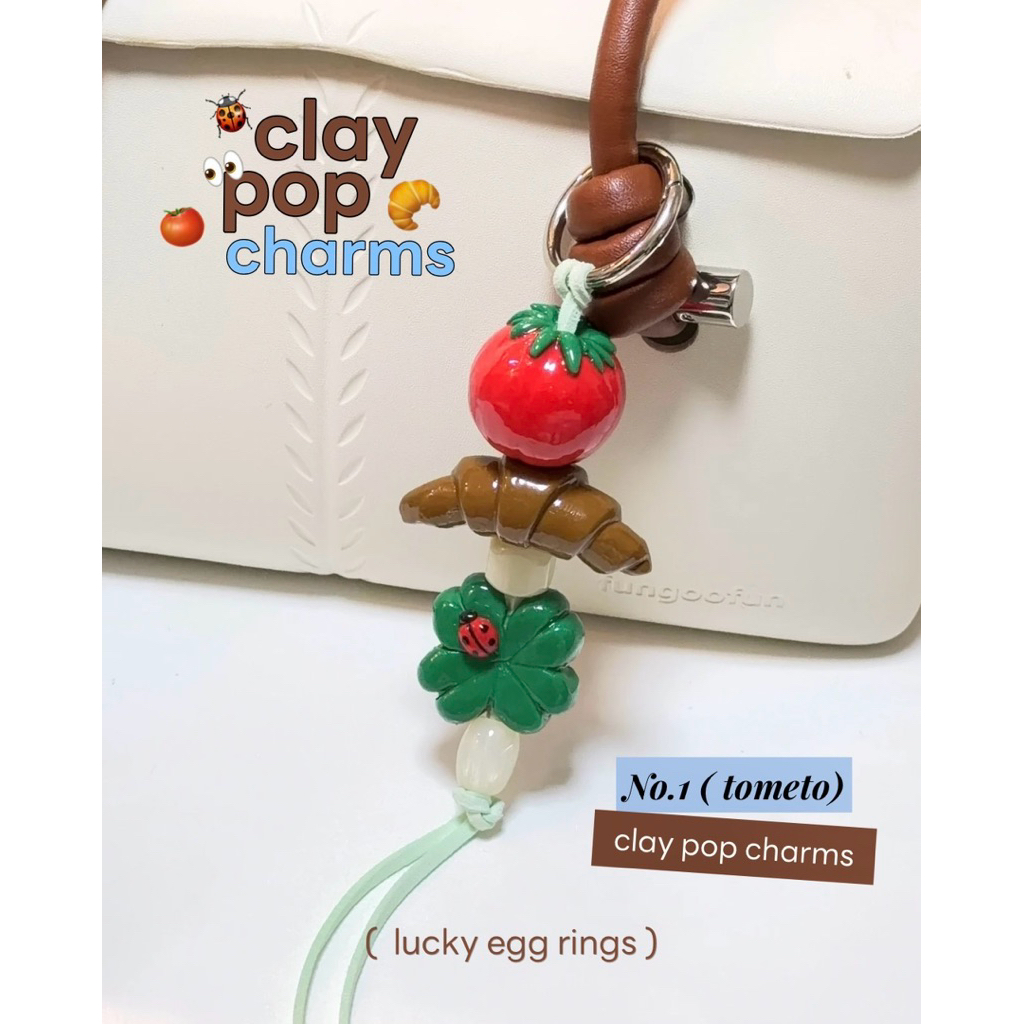 พวงกุญแจ Clay pop charms 🫐🍅🫒 ( ดินปั้นมือทั้งหมด )