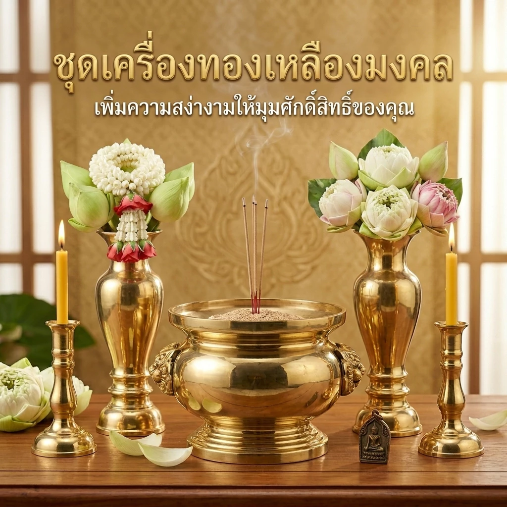 กระถางธูปหัวสิงห์,แจกัน,เชิงเทียน,ที่กรวดน้ำ | เนื้อทองเหลืองแท้ หลายขนาด | ของสำหรับบูชาและถวายพระ