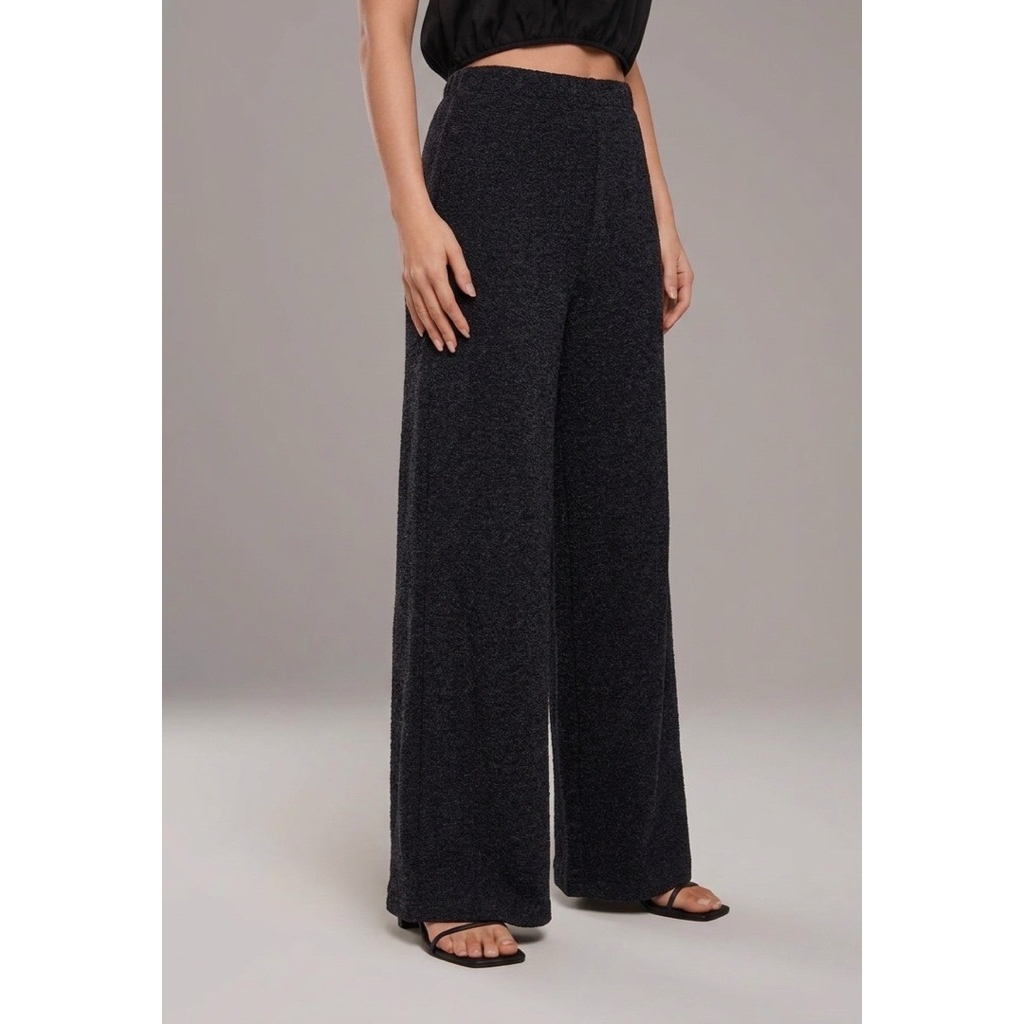 SINSAY Wide leg pants กางเกงผ้าสีดำ ผ้าวิ้งๆ เอวสูง เอวยืด ผ้าบืด งานสวย
