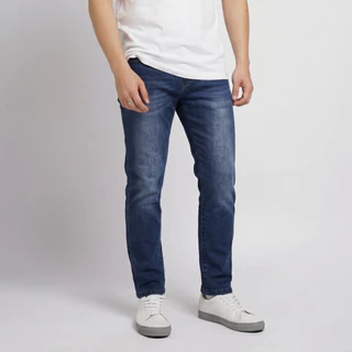 DAVIE JONES [BE FEARLESS] กางเกงยีนส์ผู้ชาย Slim Tapered Fit Jeans สีกรม ดำฟอก ดำ RE0004