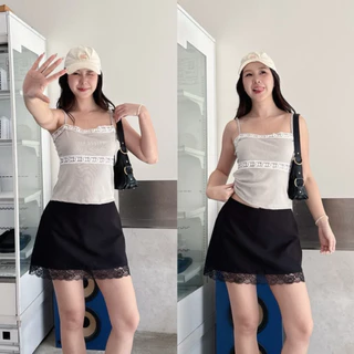 พร้อมส่ง📌"กระโปรงกางเกงสั้นแต่งขอบลูกไม้""น่ารักจนใจเจ็บ! 🩰 กระโปรงที่ทุกคนถามหา