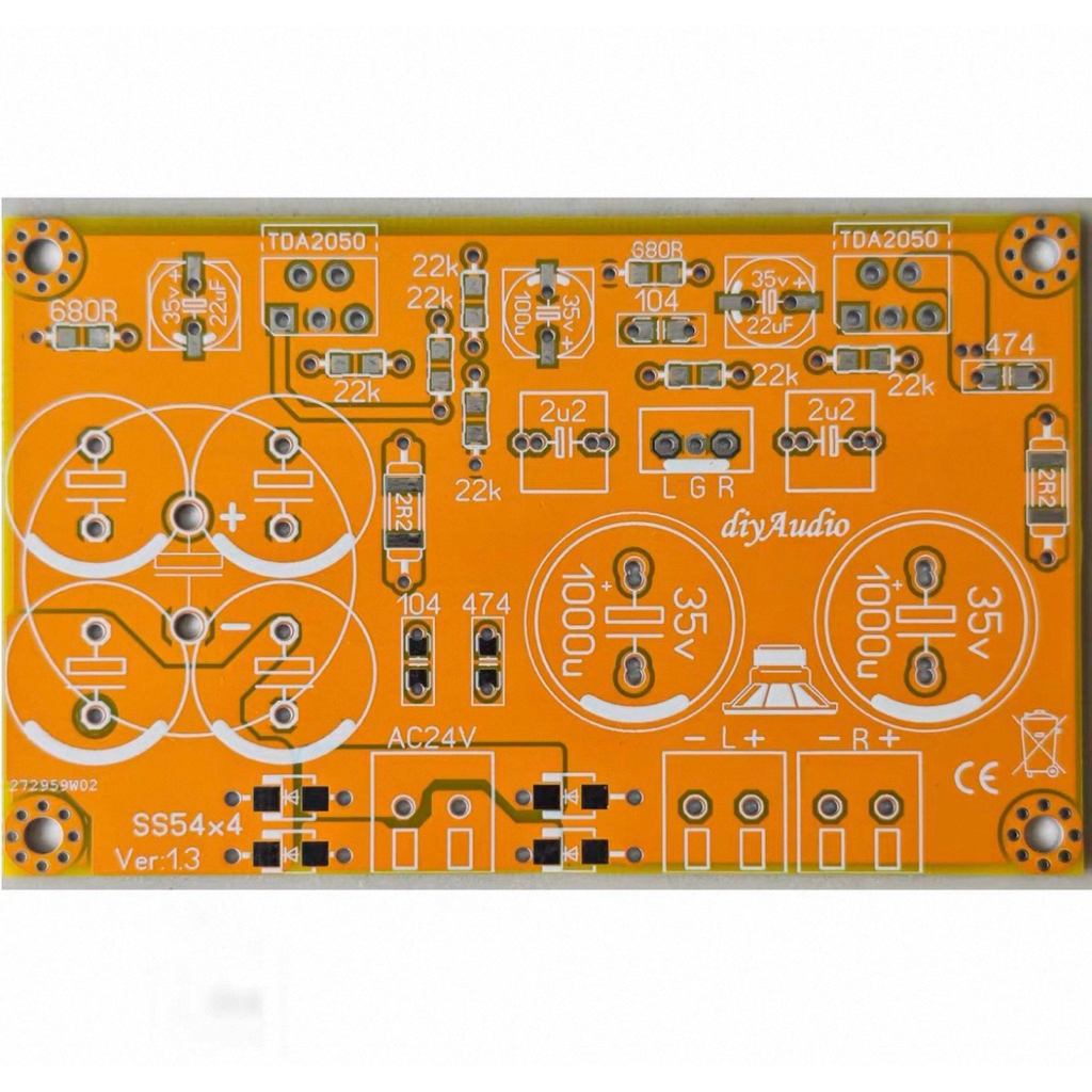 แผ่นปริ้น board power amplifier OTL IC TDA2030/TDA2050/LM1875