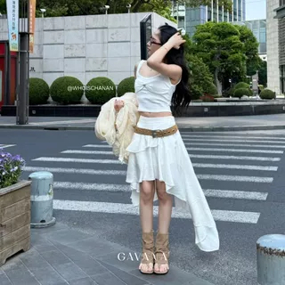 GAVANA RUFFLE SKIRT กระโปรงไล่เลเยอร์เอวสม๊อคหลัง มีซับในกางเกง#SK26000