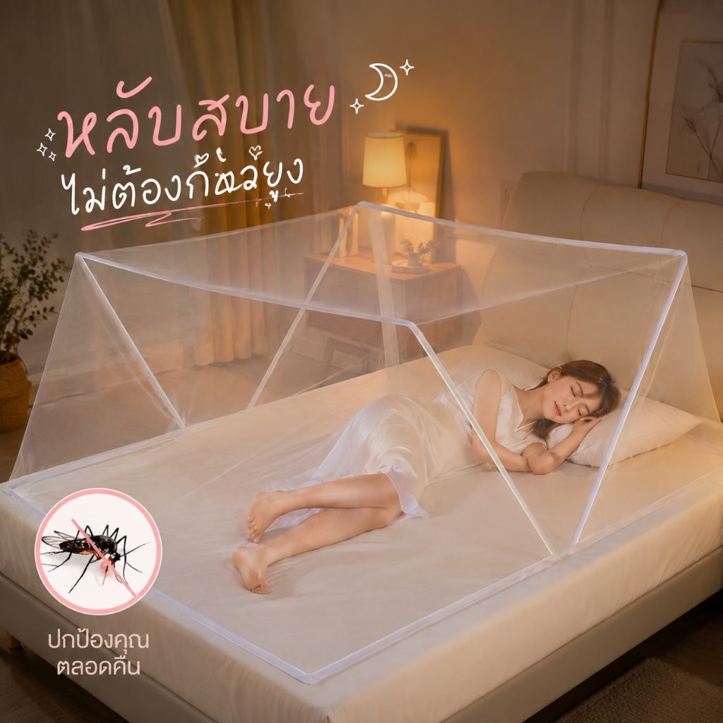 [ส่งจากไทย] มุ้งกันยุง มุ้งพับได้ 3.5ฟุต 5ฟุต กันแมลง มุ้งพกพา สำหรับเด็กและผู้ใหญ่ ป้องกันยุง เตียงขนาด ระบายอากาศได้ดี