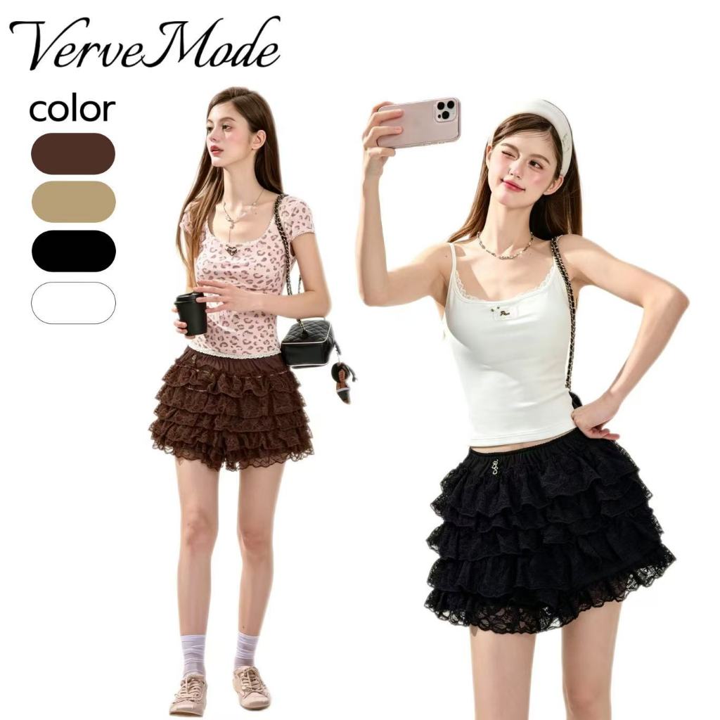 VerveMode.🍓 จัดส่งในประเทศไทย🍓กระโปรงเค้กผ้าทูลล์แต่งขอบลูกไม้; กระโปรงผ้าทูลล์สไตล์ฤดูร้อน