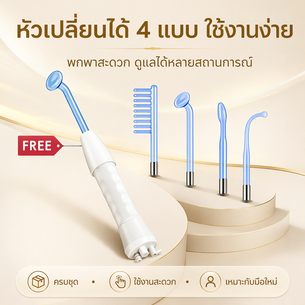 【รุ่นเดียวกับ IRICH】เกรดทางการแพทย์ : SKIN CARE Soft Laser High Frequency+ เครื่องเลเซอร์ฆ่าเชื้อสิว - การรับประกัน 1 ปี