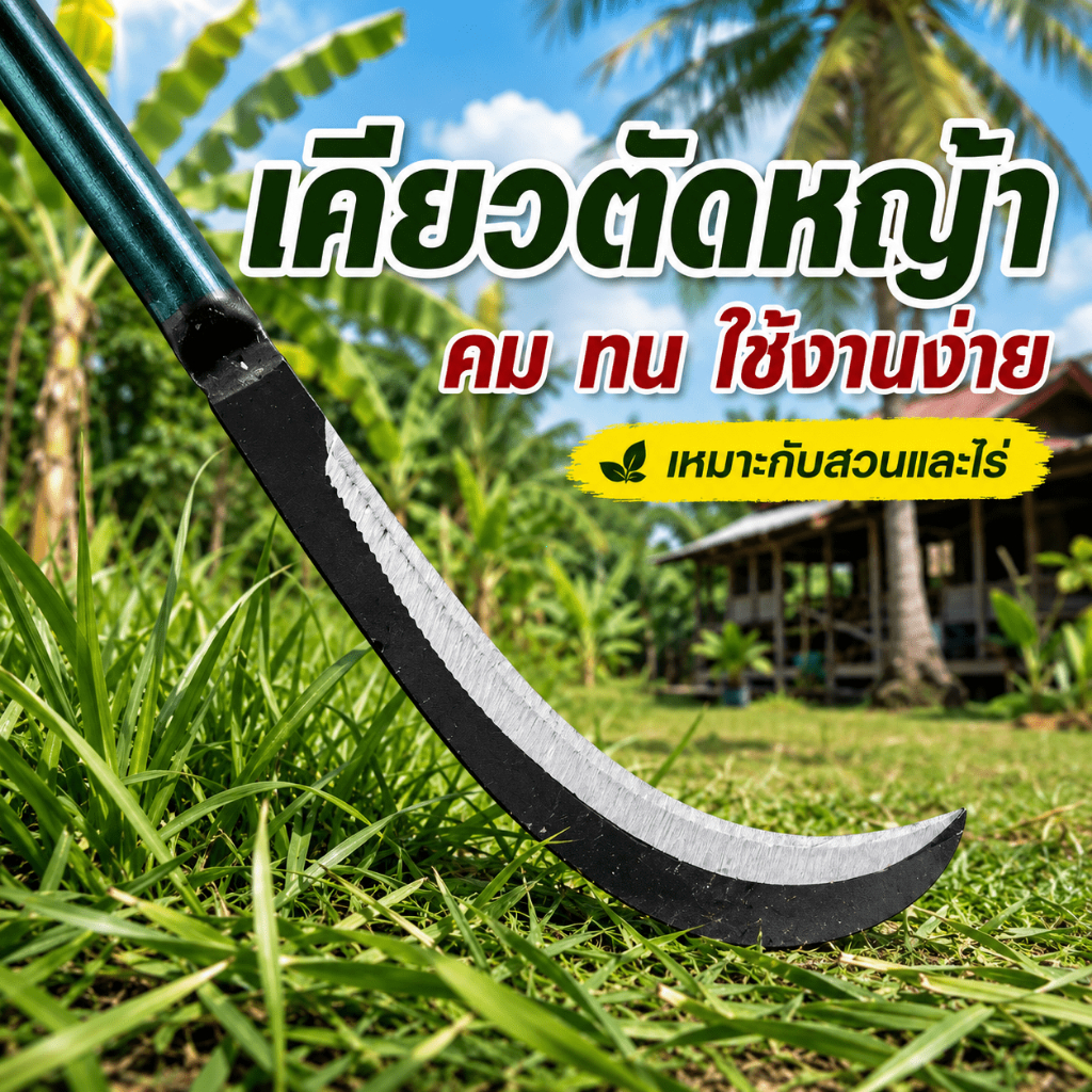 คมคริบเคียวเหล็กแมงกานีส เคียวหญ้า เคียวข้าว กำจัดวัชพืช คมและทนทานเคียวแมงกานีสคม
