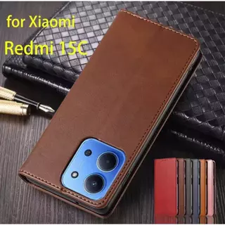 เคส ฝาพับ หนังเรียบ ตั้งได้ สำหรับ Xiaomi Redmi 15 / Redmi 15C POCO C85 กระเป๋า กันกระแทก มีช่องใส่บัตร