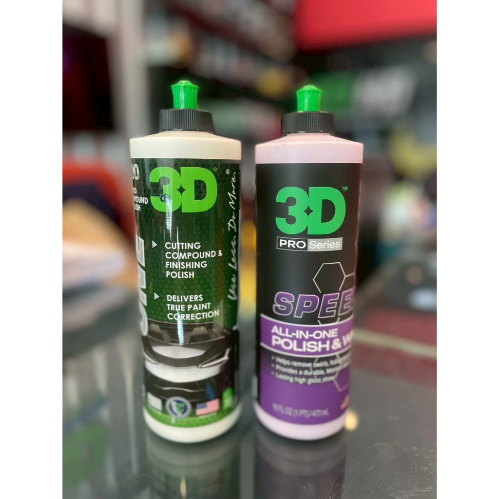3D แพค 2 ขวด ขนาด 16oz 3D ONE+ 3D SPEED น้ำยาขัดสีรถ 2 ขั้นตอนสู่ที่สุดของการขัดฟื้นฟูสภาพสีรถ