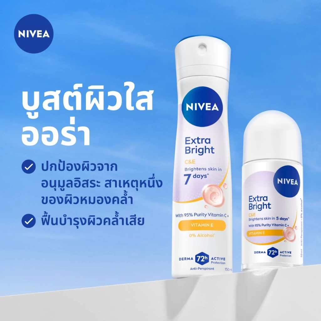 นีเวีย สเปรย์ เอ็กซ์ตร้า ไบรท์ ซีแอนด์อี วิตามิน 150 มล. 2 ชิ้น NIVEA thumbnail 4